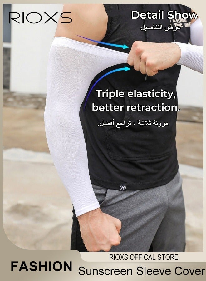 3 Pairs Summer Sunscreen Sleeve Cover Ice Silk UV Protection Arm Cover Cooling Compression Arm Cover for Mens and Womens Sports Gloves Arm Cover Sleeve