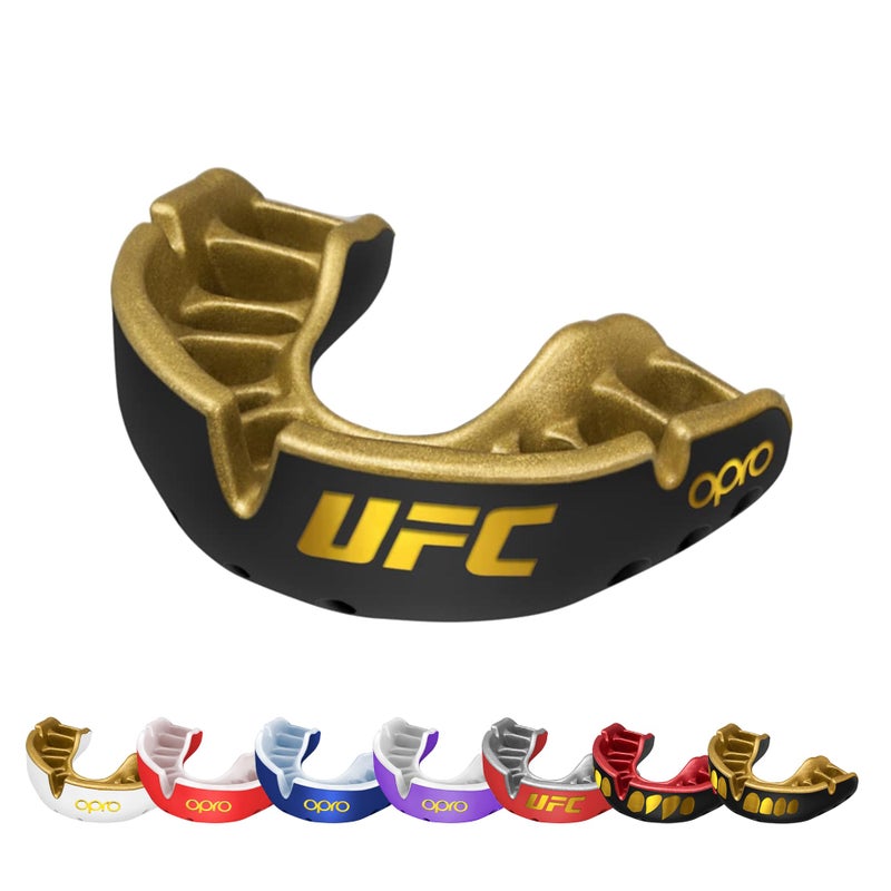 OPRO UFC Gold Level Sports Mouth Guard – Moldable Mouth Guard with Superior Comfort, Fit, and Multi-Layer Protection for Boxing, Rugby, Hockey, MMA, BJJ, Football – Includes Case (Adult, Black/Gold) - Image 1