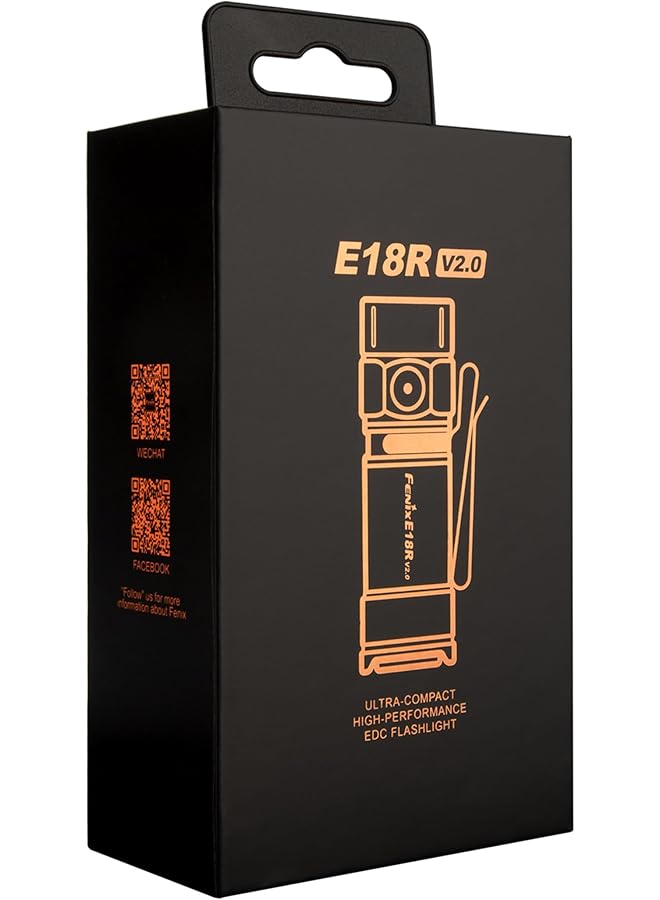 fenix E18R V2.0 Black Special Edition Rechargeable Mini EDC Torch 1200 Lumens 146m 200 Hrs Max Magnetic Tail Cap Bi Directional Body Clip 1 Lumen Moonlight Mode USB C IP68 - Image 2