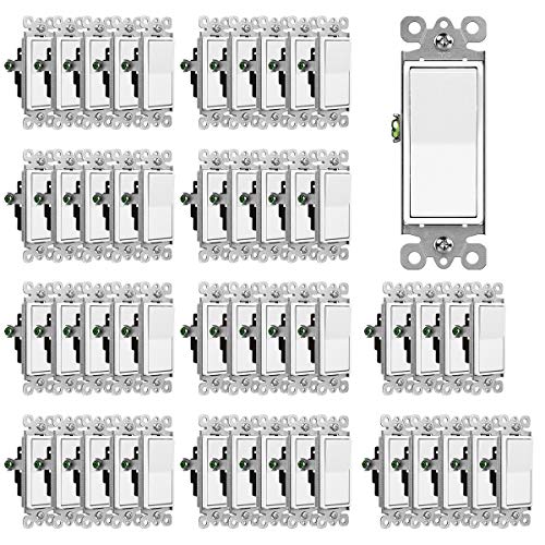 CML Hardware (50 Pack) CML Decorator Wall Light Switch, Single Pole Switch, 15A 120/277V, 3-Year Warranty, White - Image 1