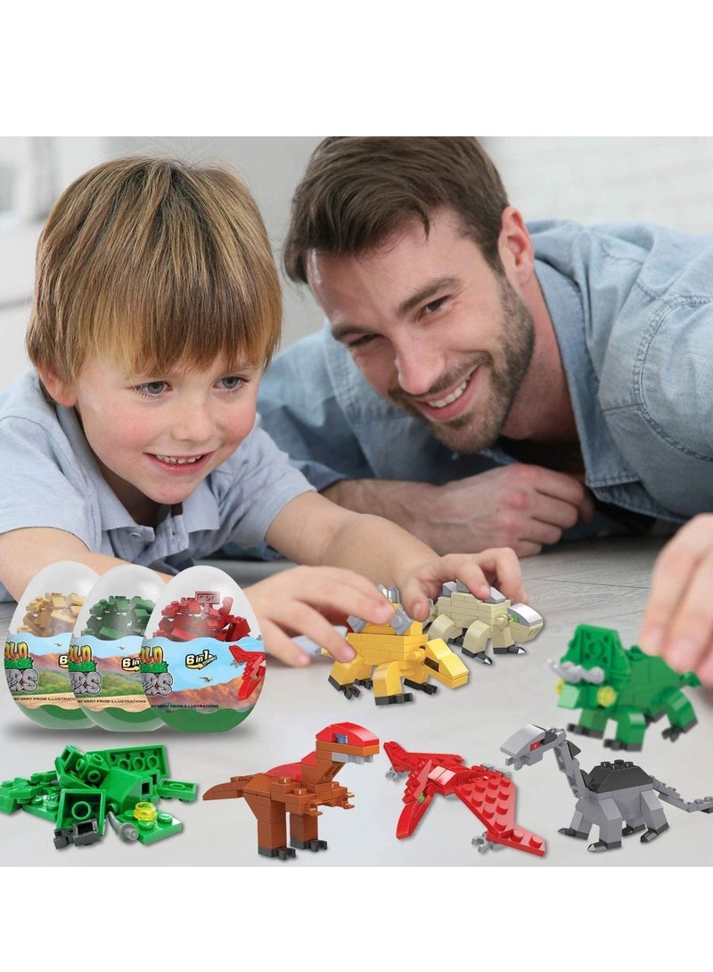 واي آند دي Gacha Series Dinosaur Basket Filler Children's Enlightenment Fit Assembled Small Particle Building Blocks Surprise Egg Hunting Party Toy Gift (12 Pack) - Image 3