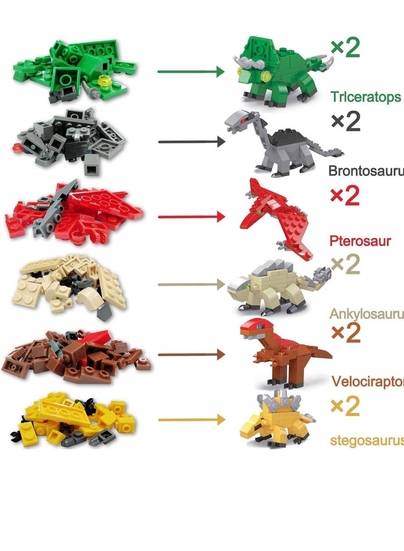 واي آند دي Gacha Series Dinosaur Basket Filler Children's Enlightenment Fit Assembled Small Particle Building Blocks Surprise Egg Hunting Party Toy Gift (12 Pack) - Image 4