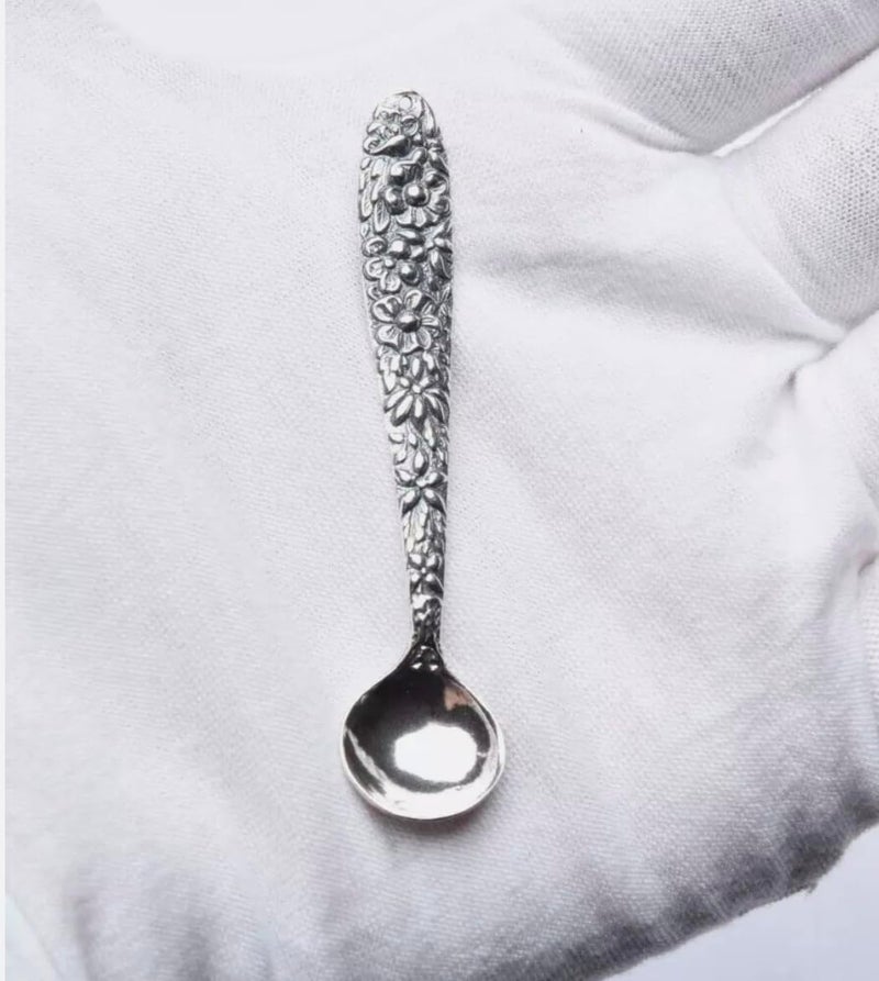APOLEEA 925 Sterling Silver Small Salt Spoon - Premium Quality 2.7" Polished Round Bowl Mustard Spoon - Beautiful Flower Designed Handle - Gift for Culinary Enthusiasts - Image 5