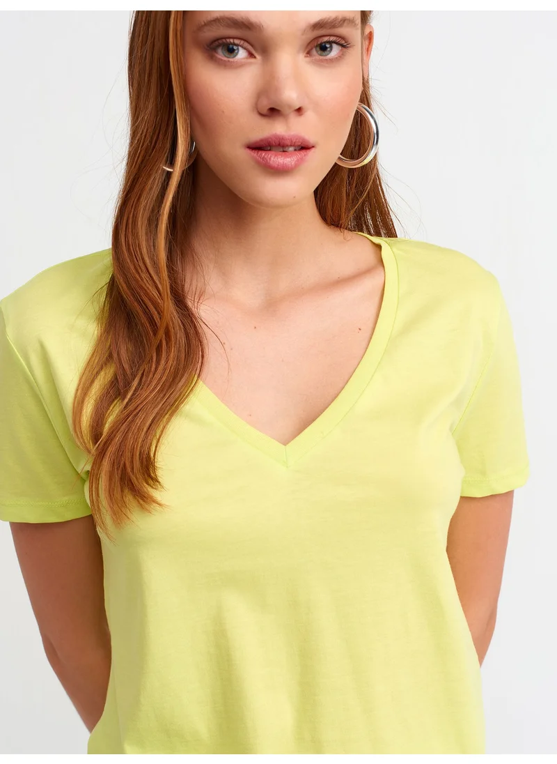 ديلفين 3470 V-Neck Basic T-Shirt-Lime