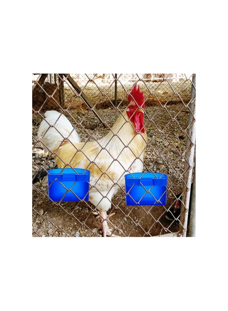 SYOSI Cage Cups Bird Feeders, Chicken Water Feeder Bunny Food Bowl Plastic Seed Bowl Hanging Chicken Feeding Watering Dish Feeders, Bird Cage Feeding Cups for Parrot Parakeet Poultry Pigeon, Blue(30 Pcs) - Image 5