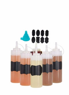 Y&D Squeeze Squirt Condiment Bottles, 450ml Plastic Bottles for Ketchup, Mustard, Hot Sauce, Olive Oil¨C 6 Pack with 1 Silicone Funnel, 8 Chalk Labels, Pen  - Image 1