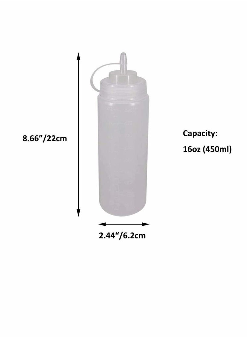 Y&D Squeeze Squirt Condiment Bottles, 450ml Plastic Bottles for Ketchup, Mustard, Hot Sauce, Olive Oil¨C 6 Pack with 1 Silicone Funnel, 8 Chalk Labels, Pen  - Image 2