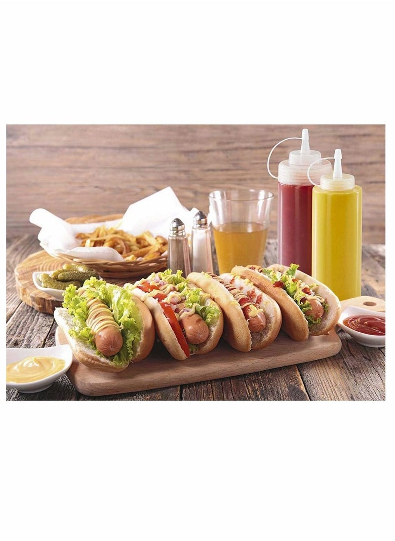 Y&D Squeeze Squirt Condiment Bottles, 450ml Plastic Bottles for Ketchup, Mustard, Hot Sauce, Olive Oil¨C 6 Pack with 1 Silicone Funnel, 8 Chalk Labels, Pen  - Image 4