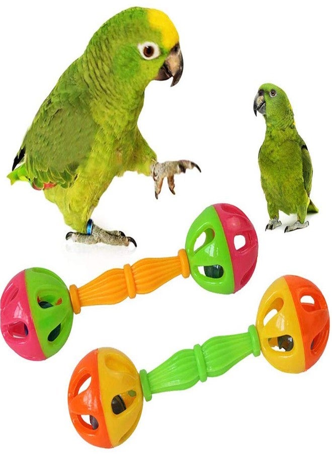 Junfamilee 2 Pcs Bird Parrot Toy Rattle Birds Fun Exercise Plastic Double-Headed Bell Pet Toys Small and Medium Birds Foraging Foot Toy,Bird Toys, Pet Supplies - Image 1