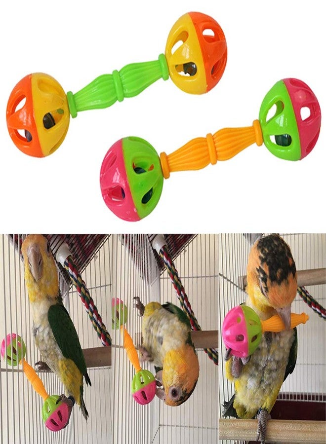 Junfamilee 2 Pcs Bird Parrot Toy Rattle Birds Fun Exercise Plastic Double-Headed Bell Pet Toys Small and Medium Birds Foraging Foot Toy,Bird Toys, Pet Supplies - Image 3