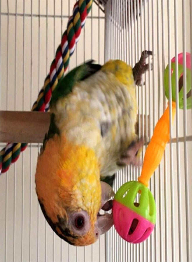 Junfamilee 2 Pcs Bird Parrot Toy Rattle Birds Fun Exercise Plastic Double-Headed Bell Pet Toys Small and Medium Birds Foraging Foot Toy,Bird Toys, Pet Supplies - Image 2