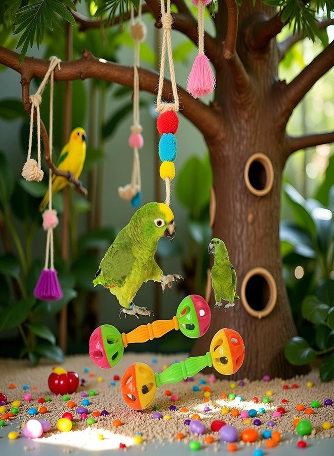 Junfamilee 2 Pcs Bird Parrot Toy Rattle Birds Fun Exercise Plastic Double-Headed Bell Pet Toys Small and Medium Birds Foraging Foot Toy,Bird Toys, Pet Supplies - Image 5