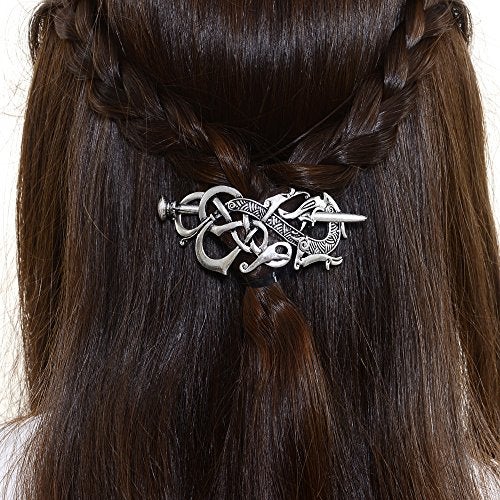 LQQQL Viking Celtics Hair Accessories Hairclip-Celtic Knots Viking Hair Clip Men Vintage Antique Silver Stick Slide Hairpins Viking Jewelry Dragon Hair Decor Accessories - Image 2