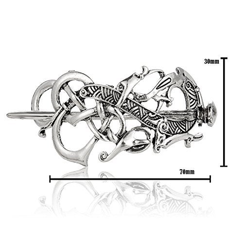 LQQQL Viking Celtics Hair Accessories Hairclip-Celtic Knots Viking Hair Clip Men Vintage Antique Silver Stick Slide Hairpins Viking Jewelry Dragon Hair Decor Accessories - Image 4