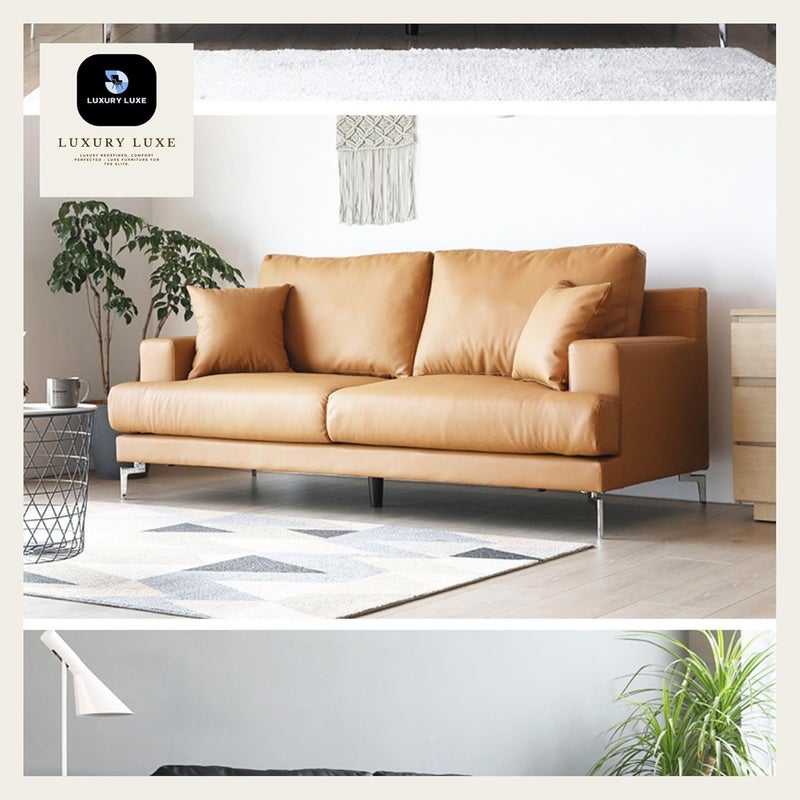 Luxury Luxe Modern 3-Seater Sofa in Beige - Image 3