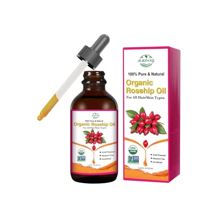 Organic Rosehip Oil for Face & Skin, Cold Pressed Rose Hip Seed Oil