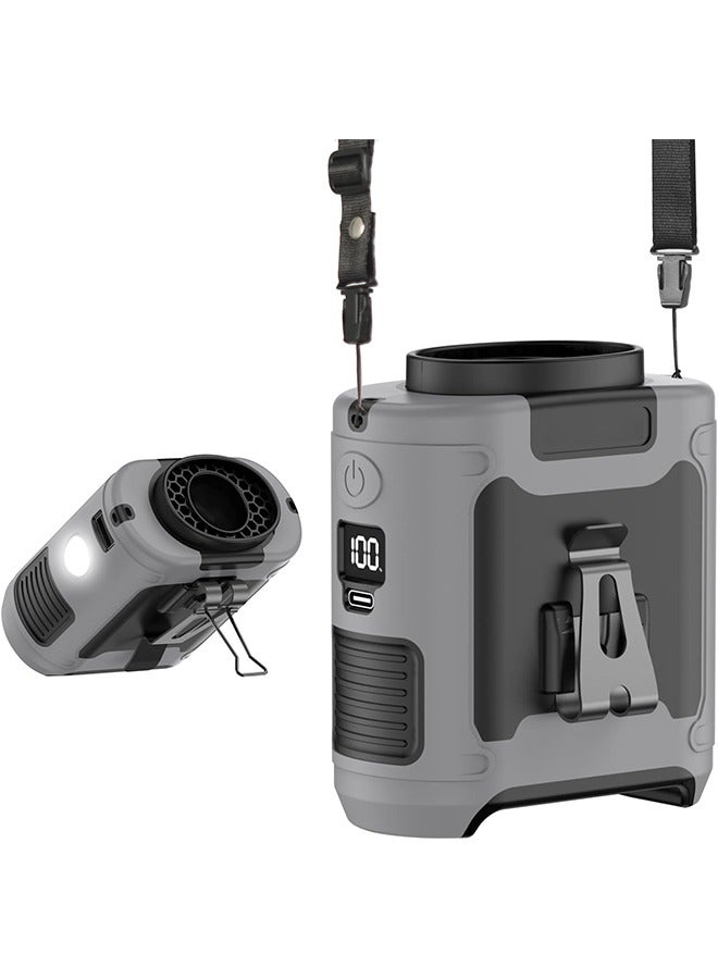 general 10000mAh Portable Waist Fan Clip on Wearable Belt Personal Fan Rechargeable Battery operated With 5 Speeds & Flashlight Neck Hands-Free 40H Cooling For Outdoor Camping Travel Power Bank(Gray) - Image 1