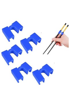Chopstick Helpers 5 Pieces Reusable Chopstick Helpers Training Chopsticks BPA Free POM Fon-Toxic Non-Slippery for Many Age, Beginner, Trainers or Learner, Left or Right Hand BLUE