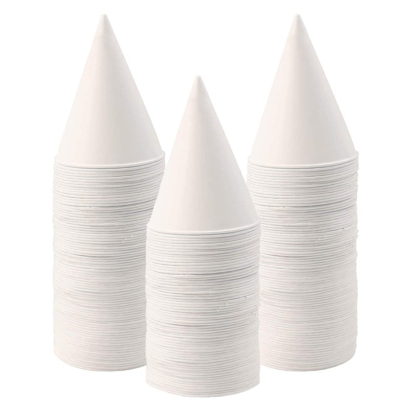 MR.FOAM 6 oz Snow Cone Cups  100pc White Paper Cone Cups Wax Coated Leakproof Cone Paper Cups For Water Ice Cream and Shaved Ice - Image 1