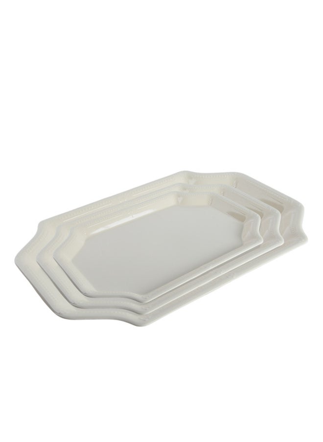 Trust - 3-Piece Melamine Serving Tray Set Small Size 35CM, Medium Size 40CM & Large Size 45CM Beige - Image 1