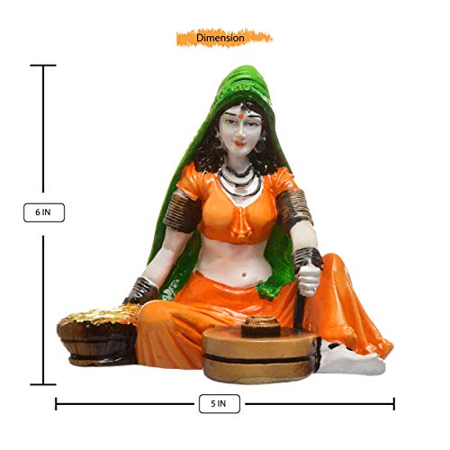 Karigaari India Handcrafted Rajasthani Lady Making Chakki Polyesine Idol Showpiece for Home Decor. - Image 3