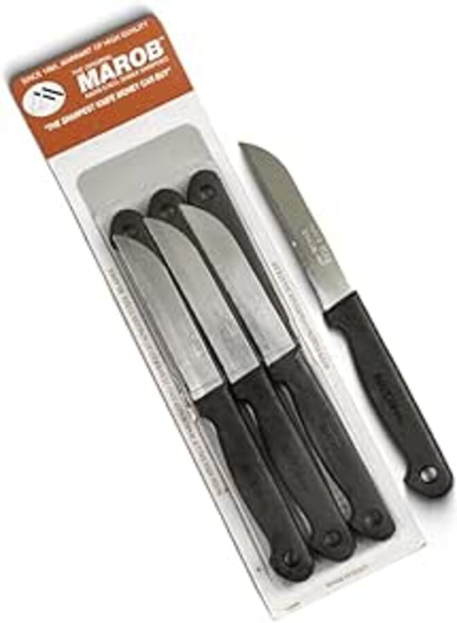 Marob by Marietti Utility Knife Set – 6-Piece BLACK – 8.5 cm Serrated Blades -Ideal for Various Foods– Rust-Resistant & Eco-Friendly – Made in Italy