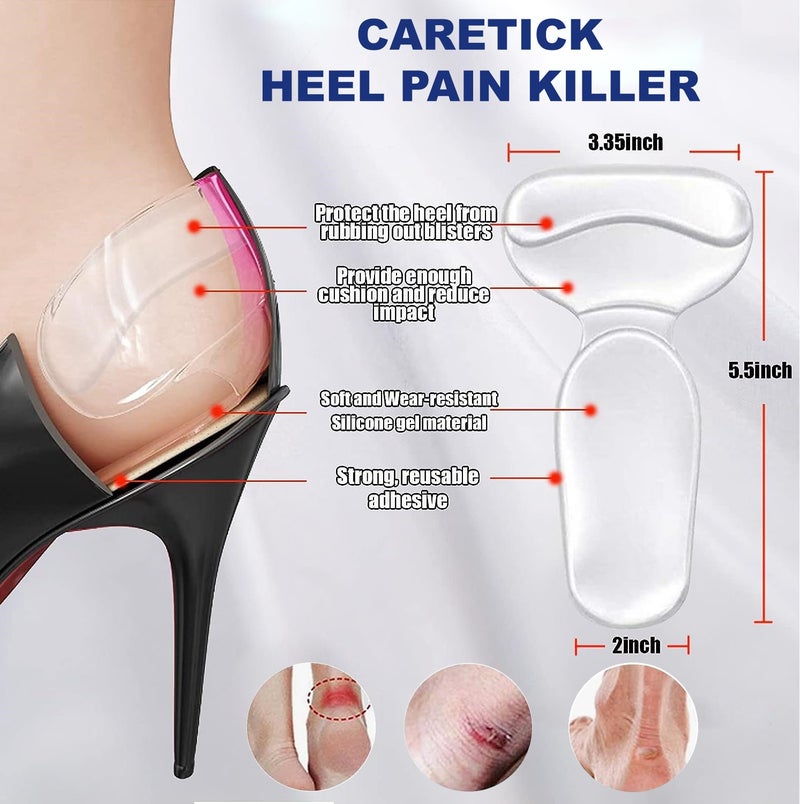 CareTick Heel Grip Liners Heel Protector (6 Pcs) Heel Cushion Pads for Loose Shoes, Self-Adhesive Heel Liners, Improved inner Sole Preventing Heel Slipping & Blisters(HHP-06) - Image 3
