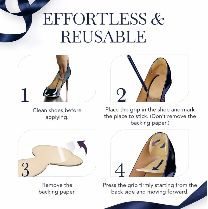 CareTick Heel Grip Liners Heel Protector (6 Pcs) Heel Cushion Pads for Loose Shoes, Self-Adhesive Heel Liners, Improved inner Sole Preventing Heel Slipping & Blisters(HHP-06) - Image 4
