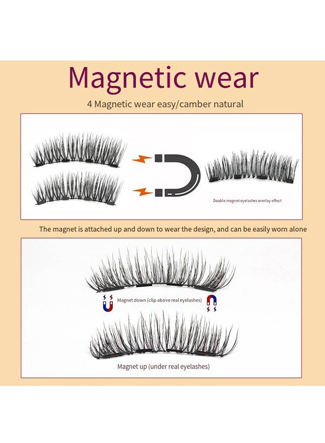 Generic Magnetic Eyelashes without Eyeliner,3D Dual Magnetic Eyelashes Reusable Magnetic False Eyelashes with Tweezers No Glue Long-Lasting Waterproof Natural Look & Easy to Wear for Women  - Image 2