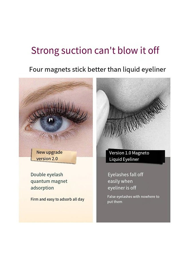 Generic Magnetic Eyelashes without Eyeliner,3D Dual Magnetic Eyelashes Reusable Magnetic False Eyelashes with Tweezers No Glue Long-Lasting Waterproof Natural Look & Easy to Wear for Women  - Image 3