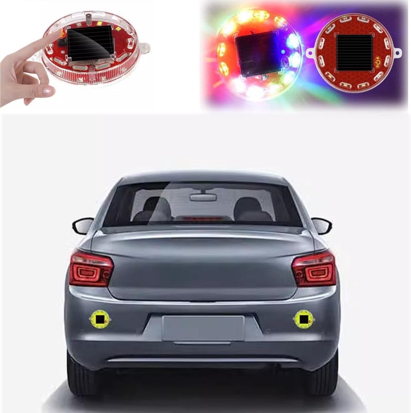 Azonee Car Warning Light, Solar-Powered Strobe Warning Light, Wireless LED Beacon for Cars Trucks Drones Forklifts Motorcycles, Waterproof Caution Hazard Flashing Light for Car Safety(4 Pcs Magnetic) - Image 3