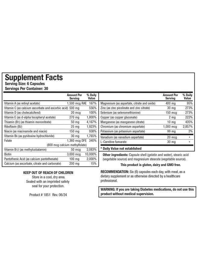 Biotics Research Biotics Research GlucoBalance Chromium, Vanadium, L carnitine Supplement, Supports Metabolic Health and Maintain Healthy Blood Lipid Levels - 180 Capsules - Image 3