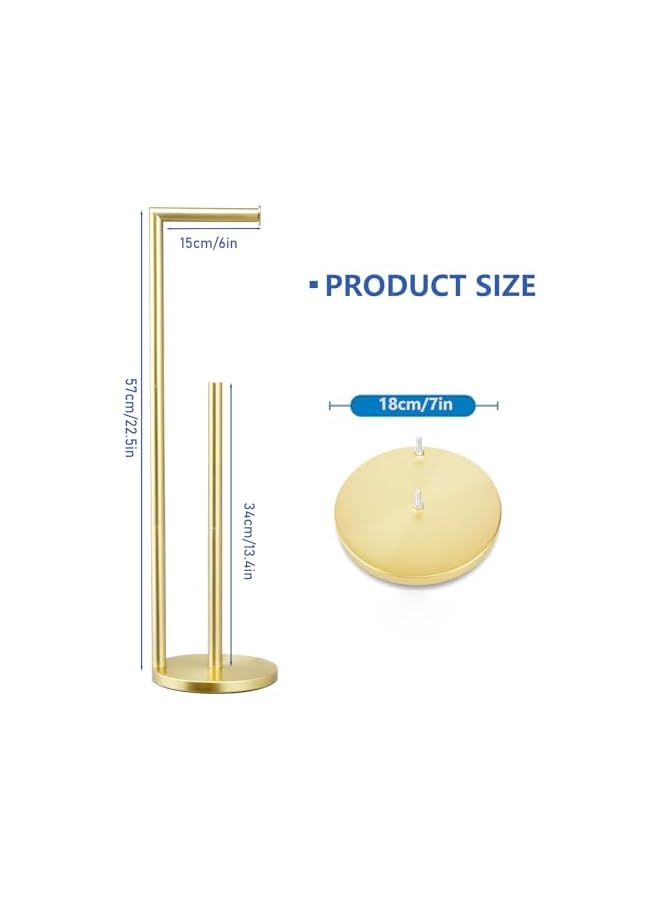 S-TOP Toilet Paper Holder Stand, 304 Stainless Steel Toilet Roll Holder Free Standing, Anti Rust Pedestal, Storage for 4 Rolls, Modern Free Standing Tissue Roll Holder for Bathroom (Gold) - Image 2