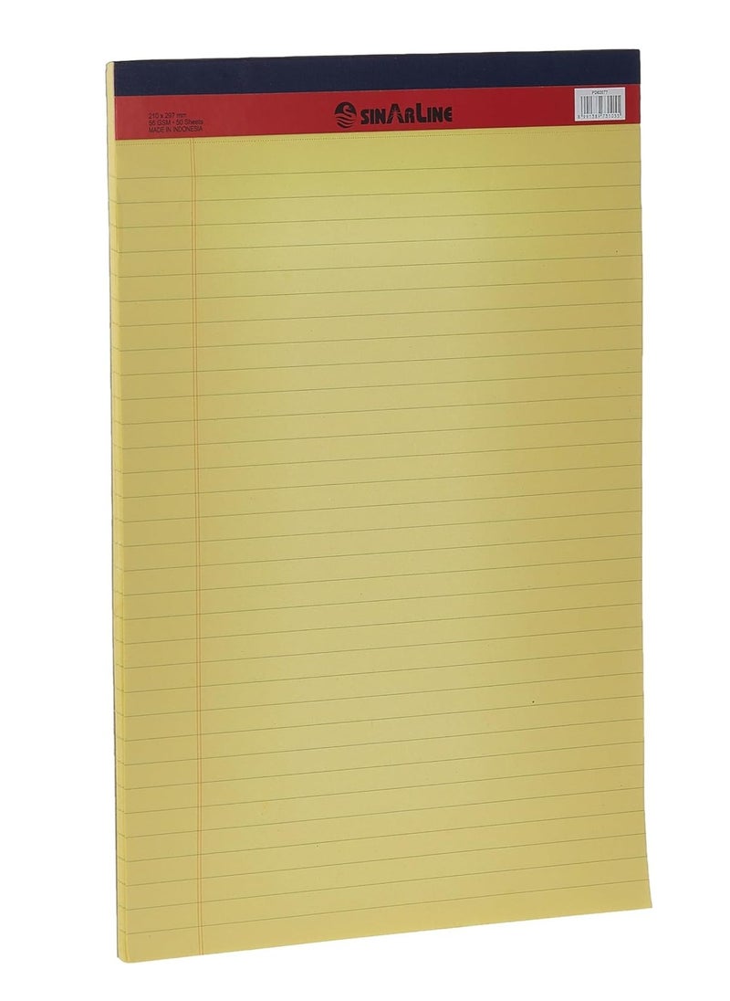 MARKQ - Writing Pad 50 Sheets Single line Yellow Legal Notepad, A4 Notebook Sheets for School, College, Office Supplies - Image 1