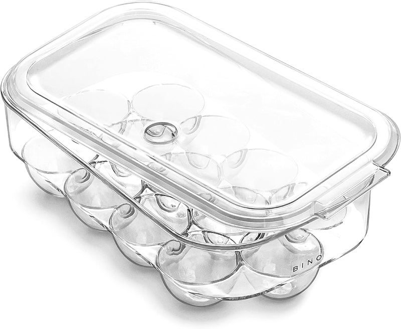 BINO Plastic Egg Container for Refrigerator - Clear, 13 Count, Sturdy, Durable - Image 1