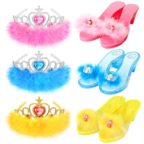 LIMIROLER Princess Dress Up Shoes Set Girls Role Play Dress Up ToysToddler Pretend Play Crown Kit Gift Set for Little Girls Aged 36 Years Old - Image 1