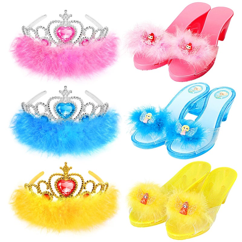 LIMIROLER Princess Dress Up Shoes Set Girls Role Play Dress Up ToysToddler Pretend Play Crown Kit Gift Set for Little Girls Aged 36 Years Old - Image 2