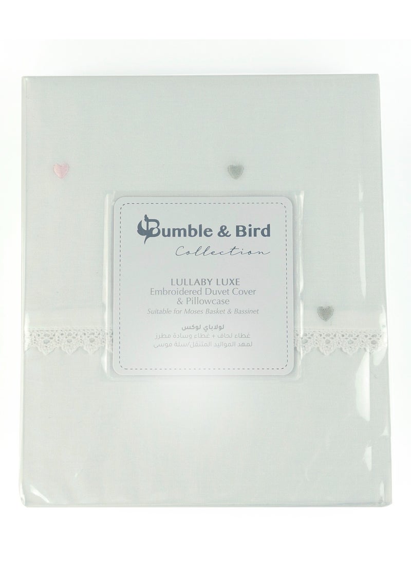 Bumble & Bird - Embroidered Duvet Cover & Pillowcase For Cot - Pink - Image 2