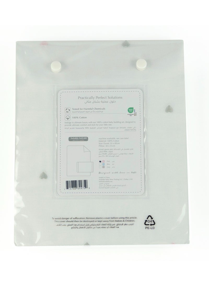 Bumble & Bird - Embroidered Duvet Cover & Pillowcase For Cot - Pink - Image 3