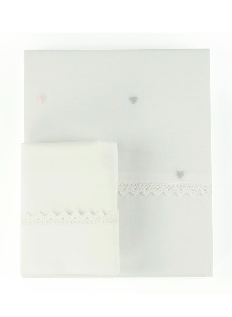 Bumble & Bird - Embroidered Duvet Cover & Pillowcase For Cot - Pink - Image 4