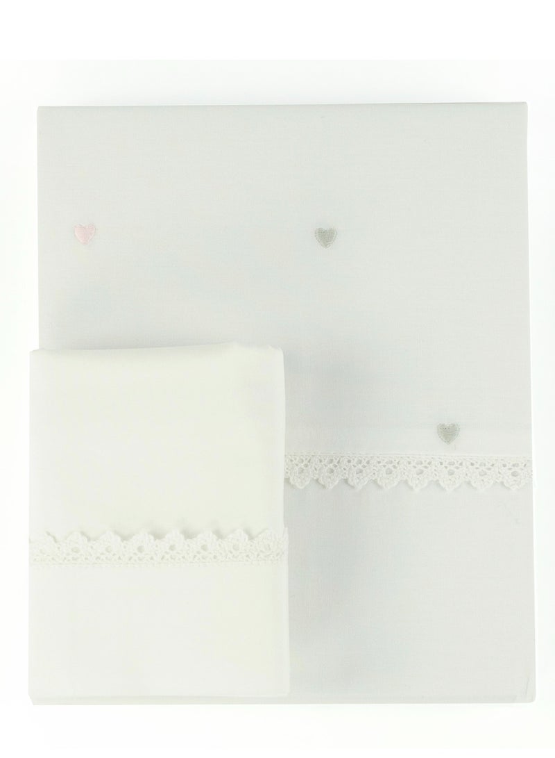 Bumble & Bird - Embroidered Duvet Cover & Pillowcase For Cot - Pink - Image 1