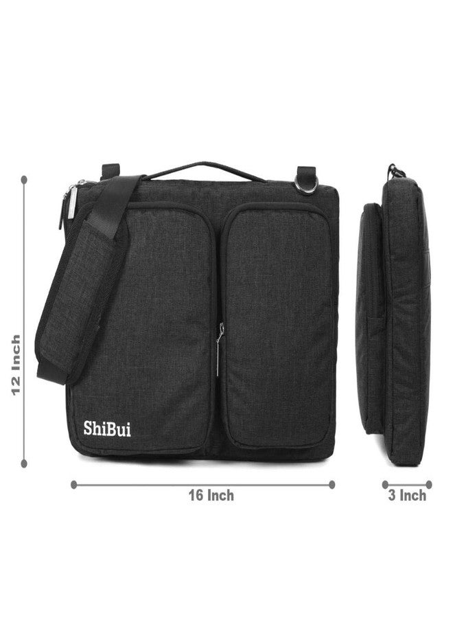 SHIBUI Pedro series 15.6 Inch Laptop Shoulder Bag with YKK Zippers,Classic Lightweight Slim Portable Laptop Messenger Sleeve Case for Work/Travel. (Black) - Image 4