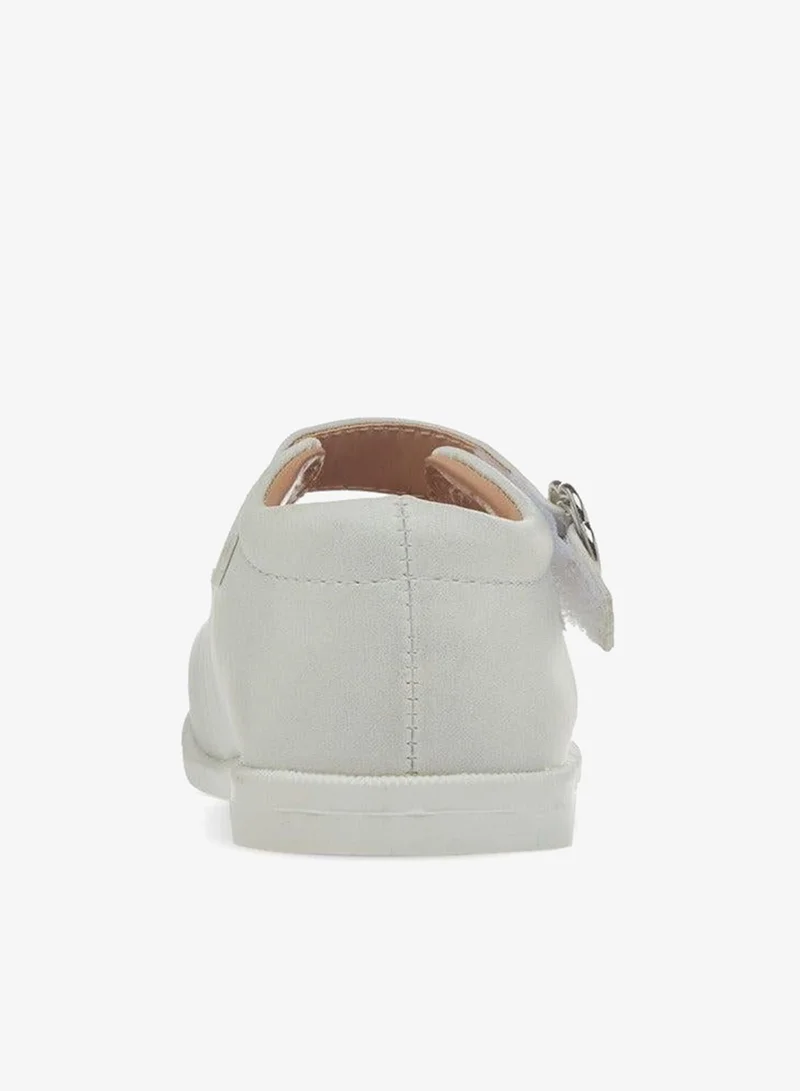 Barefeet Girls Scallop Detail Mary Jane Shoes with Hook and Loop Closure