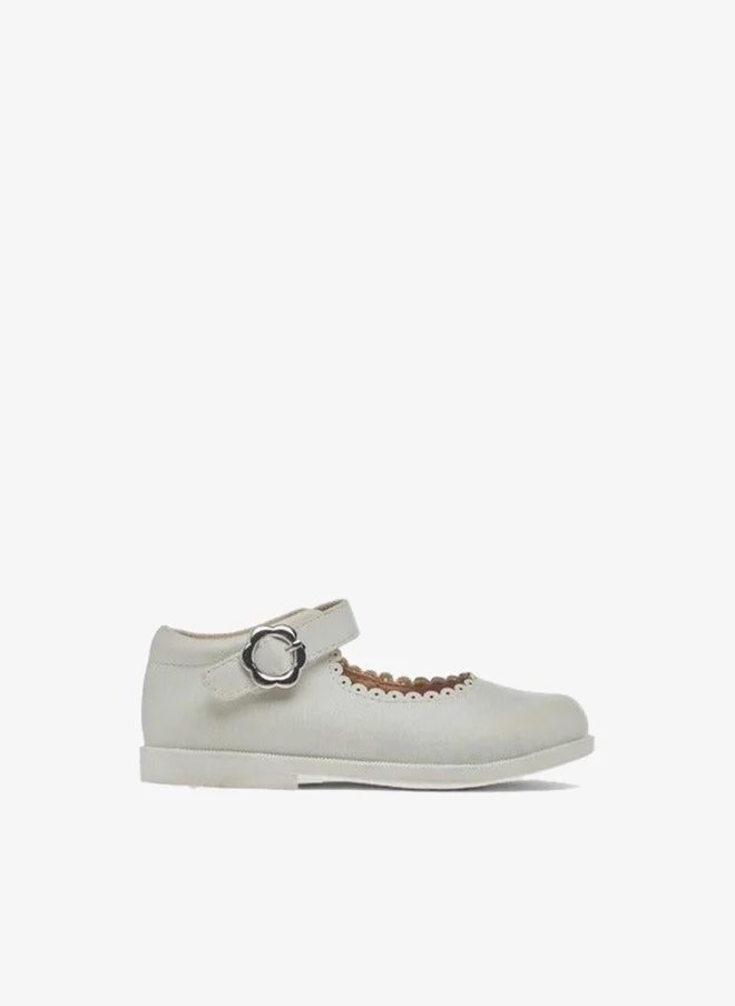 Barefeet Girls Scallop Detail Mary Jane Shoes with Hook and Loop Closure