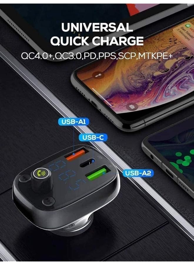 LDNIO C704Q-M Bluetooth Fm Transmitter Triple Usb Car Charger - Image 4