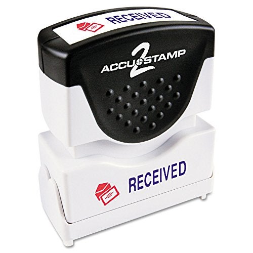 ACCUSTAMP2 035537 Pre-Inked Shutter Stamp with Microban, Red/Blue, Received, 1 5/8 x 1/2 - Image 1