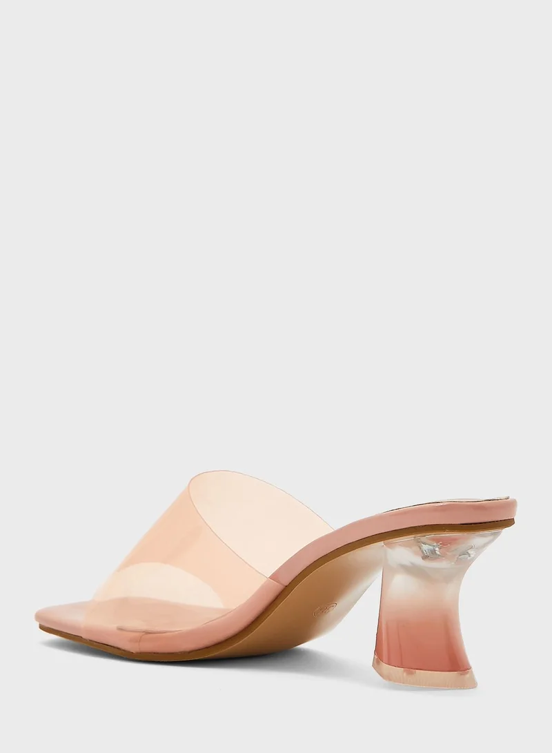 Ginger Transparent Interest Heel Sandals