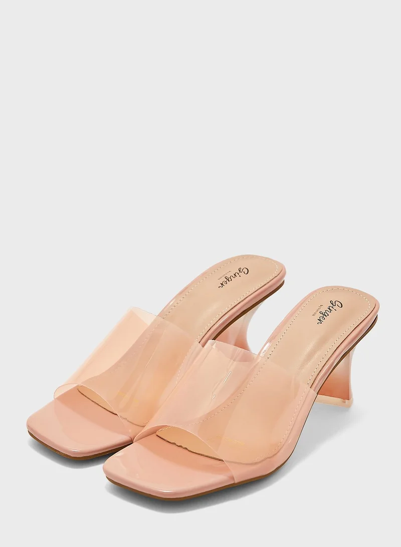 Ginger Transparent Interest Heel Sandals