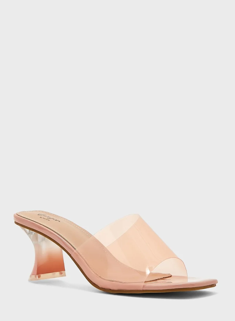 Ginger Transparent Interest Heel Sandals