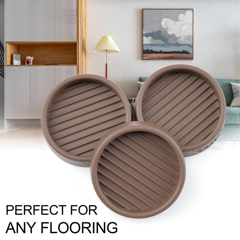 Yelanon Furniture Coasters - 8 Pcs 2â€Round Furniture Caster Cups - Non Slip Pads Hardwood Floors Non Skid Grippers Rubber Furniture Feet - Anti Slide Floor Protector for Bed Couch Stoppers Brown - Image 2